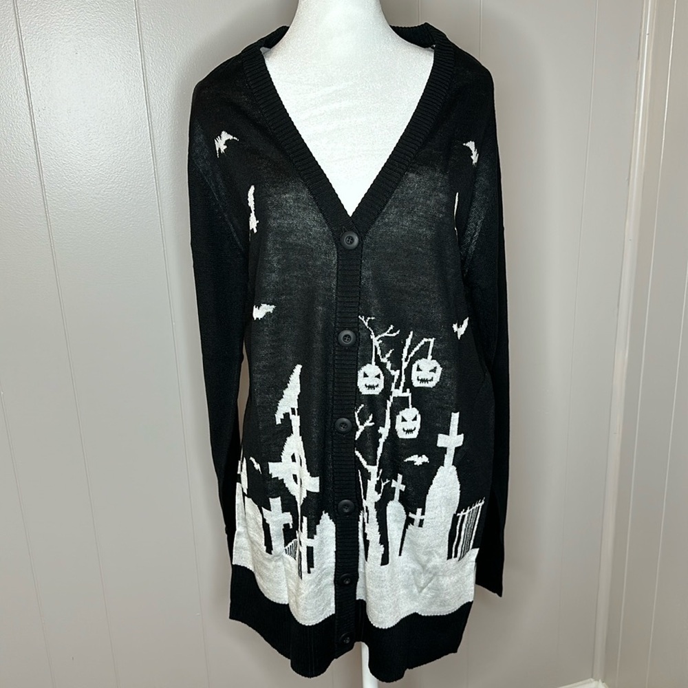 NWT Dolls Kill Trickz N Treatz House of Haunts Knit Cardigan